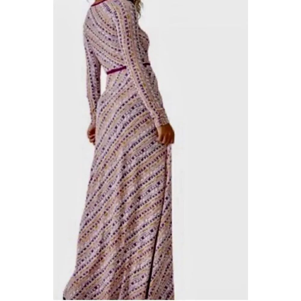 Free people Phoebe Maxi Dress in Peach Combo size xs